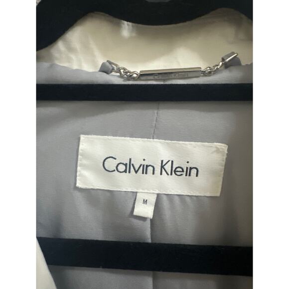 Calvin Klein White Belted Trench Coat Women's size Medium Rain Wind Weather - Picture 4 of 10